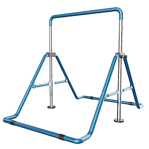 RANZIX Turnreck Gymnastik Kinder Garten Reck Reckanlage Turnstangen Horizontale Training Bar Trainingsgeräte Outdoor Fitness Höhenverstellbar 85-129.5cm (Blue)