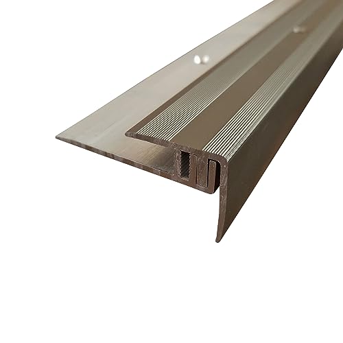 ufitec Profilsystem für Parkett- und Laminatböden - für Belagshöhen von 7-15 mm - viele Farben lieferbar (Treppenkantenprofil | 100 cm lang, Bronze Hell)