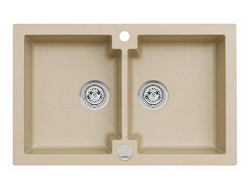 Einbau Spüle Mojito 160 für 80er Axigranit Doppelbecken Küchenspüle 79 x 50 cm (Axis Beige)