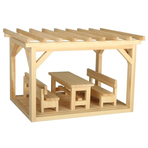 WALACHIA Nr. 63 - Pergola mit Bänken und Tisch - Bausatz aus 100% natürlichem Holz - 260 x 220 x 170 mm - 110 Stück - 8+