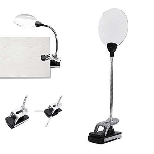 Desktop-Lupe, Professionelle 5x / 10x-Lupe mit LED-Licht, Einstellbare Lupe mit Clip-Basis, für die Reparatur von Elektronik, Lesen