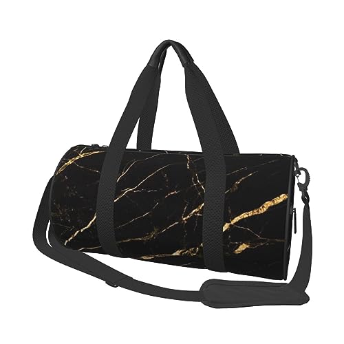 Ballettschuhe Reisetasche für Männer Frauen Sport Gym Bag Faltbare Wochenendtasche Handgepäck Übernachtung Tasche für Reisen Schwimmen Basketball, Schwarz Rose Gold Marmor, Einheitsgröße