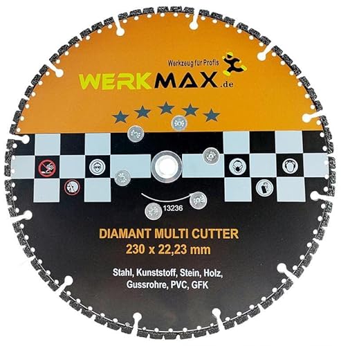 Werkmax Allesschneider Diamant Trennscheibe 230mm M14 Flansch MultiCutter schneidet alle Baumaterialien
