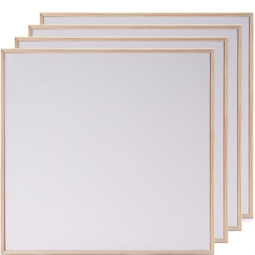 ARTIKUM 4X bespannter Malkarton 40x40 cm | Baumwolle, Pinienholz | Malfertige Canvas Panels mit Schattenfugenrahmen, Leinwandkarton mit Rahmen Set