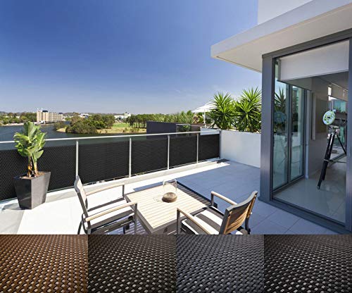 Mayaadi Home Rattan Balkon und Terrassen-Sichtschutz inkl. Kabelbinder für eine einfache Montage (Meterware) Anthrazit RD03 100cm
