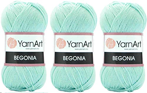 Yarn art Begonia 4939 100% merzerisierte Baumwolle, 3 Knäuel, je 50 g / 169 m, feiner Sport: 2