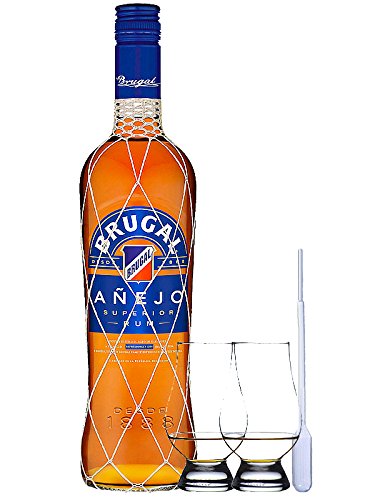Brugal Anejo Superior 5 Jahre Dominikanische Republik 0,7 Liter + 2 Glencairn Gläser + Einwegpipette 1 Stück