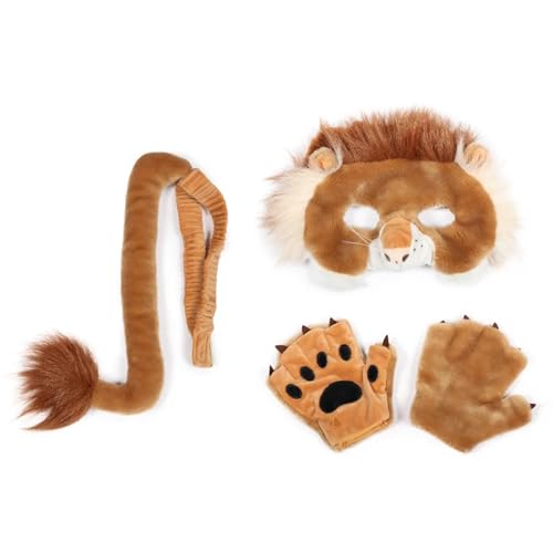 3-teiliges Plüsch-Kostüm für Kinder, Löwe, Braun