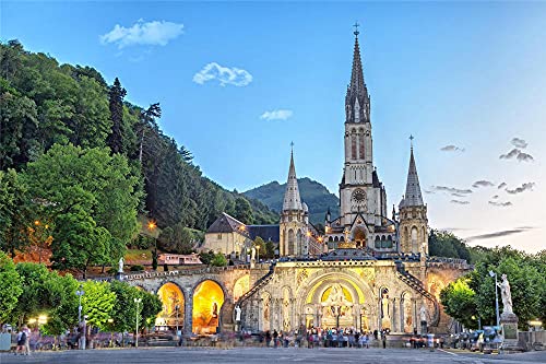 YANCONG Puzzel Für Erwachsene 1000 Teile, Basilika Unserer Lieben Frau Von Lourdes, Frankreich Puzzle Wohnkultur Geschenke 75X50Cm