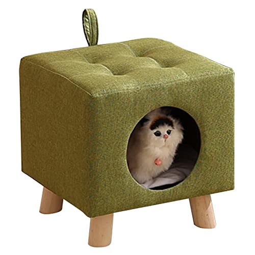 Katzenhöhle Quadratischer Katzenhocker mit Massivholzbeinen, Mehrzweckhaus für Haustiere/Katzenunterschlupf, Kätzchennest als Fußhocker/Fußstütze, Leicht zu Bewegen (Style : Style 2)