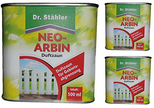 GARDOPIA Sparpaket: 3 x 500 ml Dr. Stähler Neo-Arbin Wildtierabwehr Vergrämungsmittel Duftzaun + Gardopia Zeckenzange mit Lupe