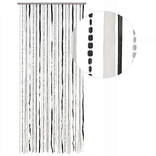HAB & GUT -DV0281- Türvorhang Stoff/Pailletten, Schwarz/Weiss, 90 x 180 cm Perlenvorhang