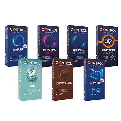 Control Control Kondom-Set, 49 Stück, bestehend aus Kondomen Nature, feinste Senso (0,06 mm), feinste Ultrafeel (0,04 mm), 2-in-1 Nature + Lub - 891 ml