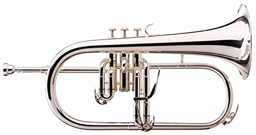 Classic Cantabile FL-26S Flügelhorn (Stimmung Bb, Triggerzug, 3 Wasserklappen, Mundstück, Koffer) versilbert