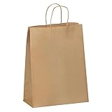 Viquel - Große Krafttasche, 22 x 10 x 30,5 cm – Krafttasche mit gedrehtem Griff, braun – 50 Papiertüten – Braun