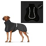 Hundemäntel Winddicht Warm Winter Sicher mit Gewinde Reflektierende Streifen Jacke für Mittelgroße Große Hunde,Wasserdicht, mit Geschirrloch für Welpen Hund (6XL,Schwarz)