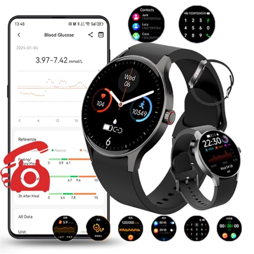 Smartwatch Mit Bluetooth-Anrufe, 𝐁𝐥𝐮𝐭𝐳𝐮𝐜𝐤𝐞𝐫𝐆𝐥𝐮𝐜𝐨𝐬𝐞 Smartwatch Fitness-Tracker,Fitnessuhr Mit Smartwatch Mit Bluetooth -Anruf,𝐃𝐢𝐚𝐛𝐞𝐭𝐞𝐬 Smart Fitness Tracker Pulsschlag ,A
