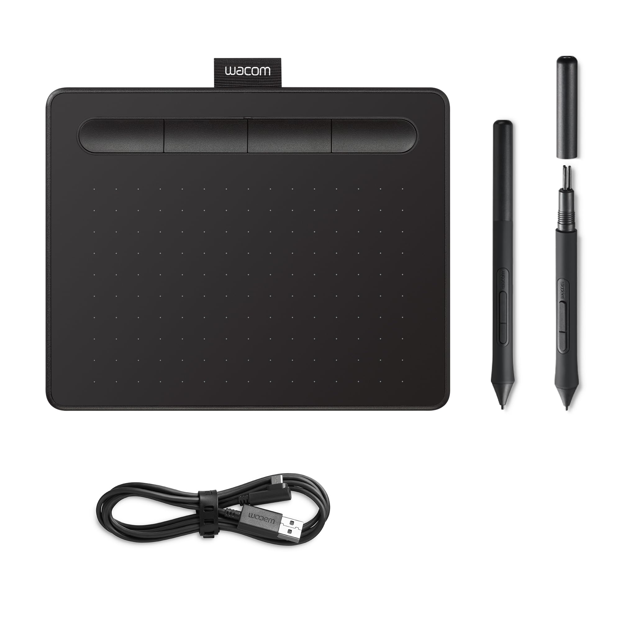 Wacom Intuos Small Zeichentablett - Tablet zum Zeichnen & zur Fotobearbeitung mit druckempfindlichem Stift schwarz - Ideal für Home-Office & E-Learning