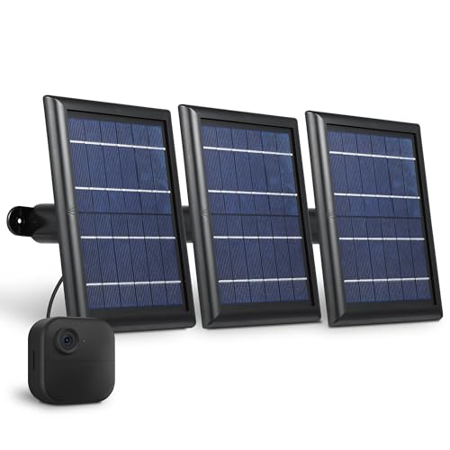 Wasserstein Solarpanel für den Außenbereich mit internem Akku, kompatibel mit Blink Outdoor (3. Generation) und Blink Outdoor 4 (4. Generation) Kameras (3er-Pack, schwarz) – Kamera nicht im