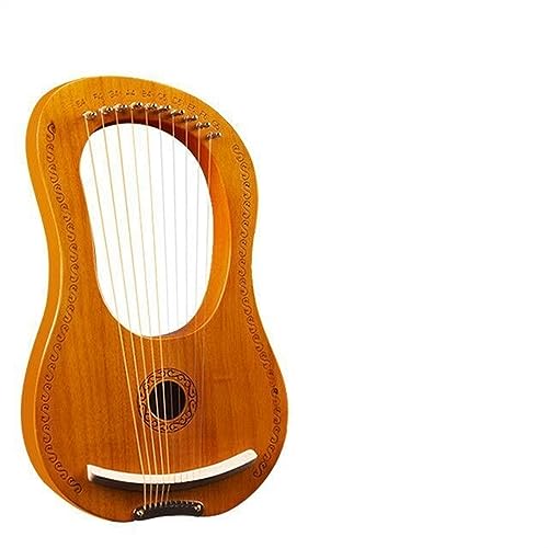 WowZza Lyra Harp Heptachord 10-Saitiges Harfentragbares Musikalisches Einsteiger-Harfeninstrument Aus Holz/10-Ton-Elchholzfarbe
