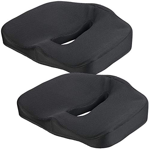 Newgen Medicals Autositzkissen: 2 ergonomische Memory-Foam-Sitzkissen für Auto, Schreibtisch u.v.m. (Stuhl-Sitzkissen, Sitzkissen Auto Rücken, ergonomisches)