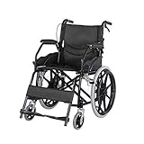 CANDYANA Leichte Carbon Steel Rollstuhl Folding Armlehnen mit Anti-Dekubitus-Kissen für Reisen Stuhl Ältere,Schwarz