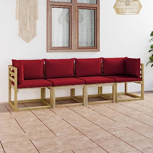 DYRJDJWIDHW aufblasbares Sofa,bodensofa,palettenmöbel,4-Sitzer-Gartensofa mit Weinroten KissenGeeignet für Garten, Swimmingpool, Wohnzimmer, Terrasse