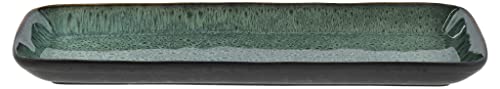 BITZ Servierplatte, Rechteckige Platte aus Steinzeug, 38 x 14 x 2 cm, Schwarz/Grün