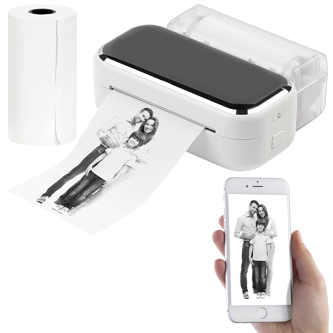 Callstel Fotodrucker: Mobiler XL Akku-Foto-Thermodrucker, Android, iOS, Bluetooth, App, 80mm (Mini Drucker, Handy Drucker, Sofortbildkamera)