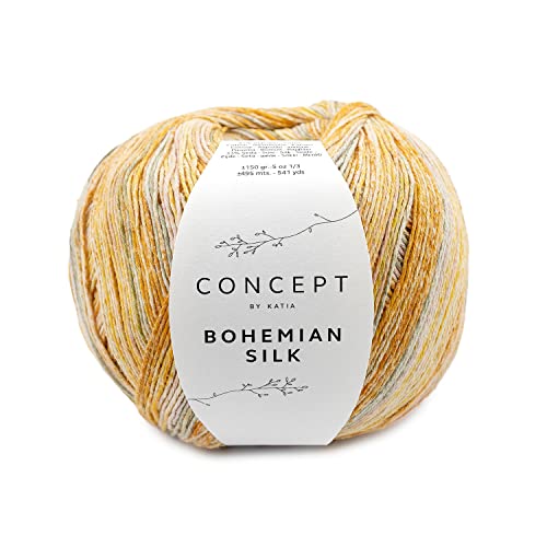 Strickgarn Baumwolle Seide | Katia Bohemian Silk 150g | Sommerwolle dezent gemustert | reine Naturfasern Baumwollgarn mit Bouretteseide (200)