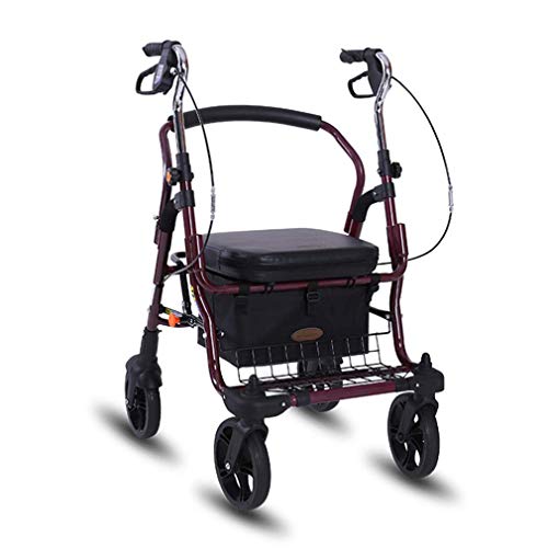 Rollator Walker, tragbar, medizinischer Rollator mit Pedal, Gehhilfe mit bequemer Rückenlehne, Doppelbremssystem, für Senioren interessant