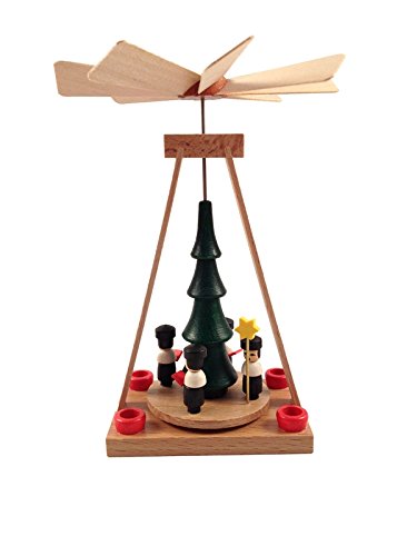 Miniatur Pyramide Kurrende HxBxT 14x10x10cm NEU Weihnachtspyramide Tischdekoration Holzpyramide Dekoration Weihnachten Wärmespiel Lichter Figur Holz Seiffen Erzgebirge Holz Flügel Kerzen