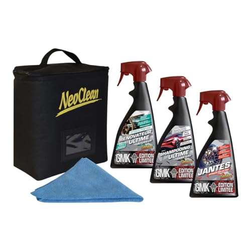 Neoclean Set GMK 1.0 für den Innen- und Außenbereich – Reinigungsset für das Auto Premium mit Ultimativer Erneuerung 500 ml – Shampoo ohne Wasser 500 ml – Reinigungsmittel für Felgen 500 ml