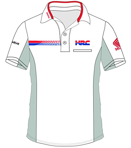 Pritelli Honda HRC Team Moto GP Teamwear Replica Polo Hemd Offizielle 2018, weiß, Größe XXL