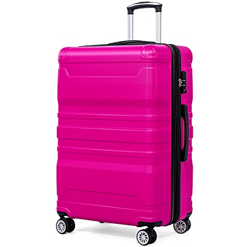 Hartschalen-Handgepäck | Koffer mit TSA-Schloss und Universalrad | Erweiterbar | Seitengriff (Rosa,XL-47x31x75 cm)