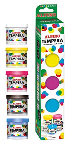 Alpino Tempera-Farbe 5 x 40 ml | Tempera-Farbe | Schulmaterial