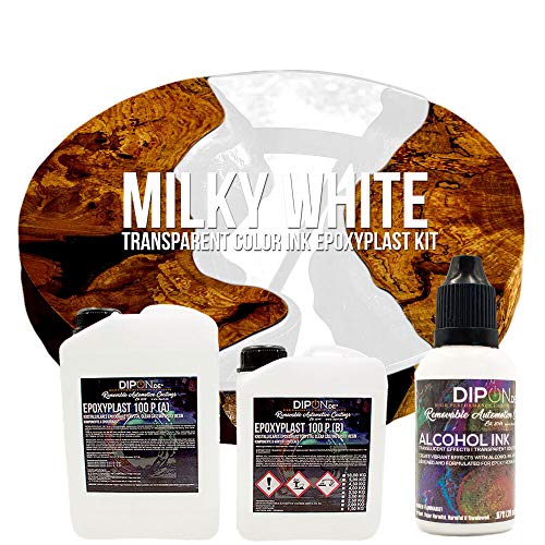 EpoxyPlast 100 P Milky White Alcohol Ink Kit Set - Epoxidharz Transparent gefärbt für Holz Tisch Metal Beton Gießen Bodenbeschichtung Garage Laminierharz Epoxydharz Farb Effekt Gießharz