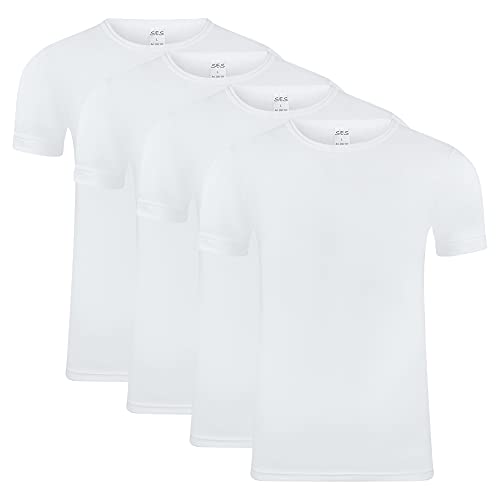 SES Herren Unterhemd 4er Pack Kurzarm Shirt Feinripp aus 100% Baumwolle (4XL)