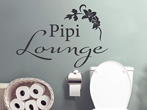 Wandtattoo Pipi Lounge lustig Tür Aufkleber Gäste WC, Wandtattoos Aufkleber Bad Deko, Wandsticker selbstklebend für Fliesen und Wand, Türaufkleber, 82x57cm, 070 schwarz