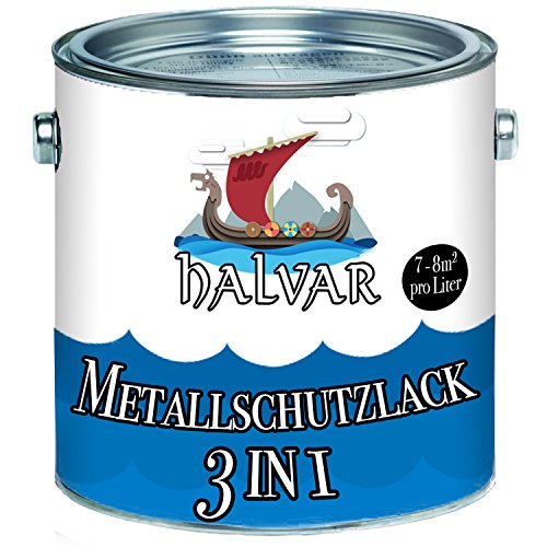 Halvar Metallschutzlack 3in1 skandinavische Metallschutzfarbe 3-in-1 Rostschutz Grundierung Deckanstrich Metalllack Eisen Stahl Aluminium Zink (2,5 L, Anderer RAL-Farbton (Bitte RAL Wert senden))