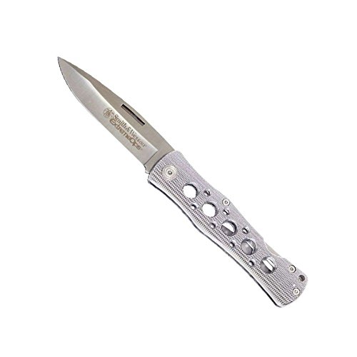 Smith and Wesson Erwachsene Messer Taschenmesser Aluminium-Griffschalen Länge geöffnet: 20.4 cm, silber, One size