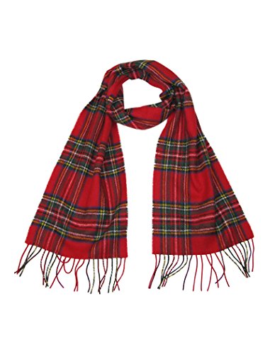 LOVARZI Schottenkaro Rot Wolle Schal für Männer und Frauen - Damen und Herren Schal für Winter