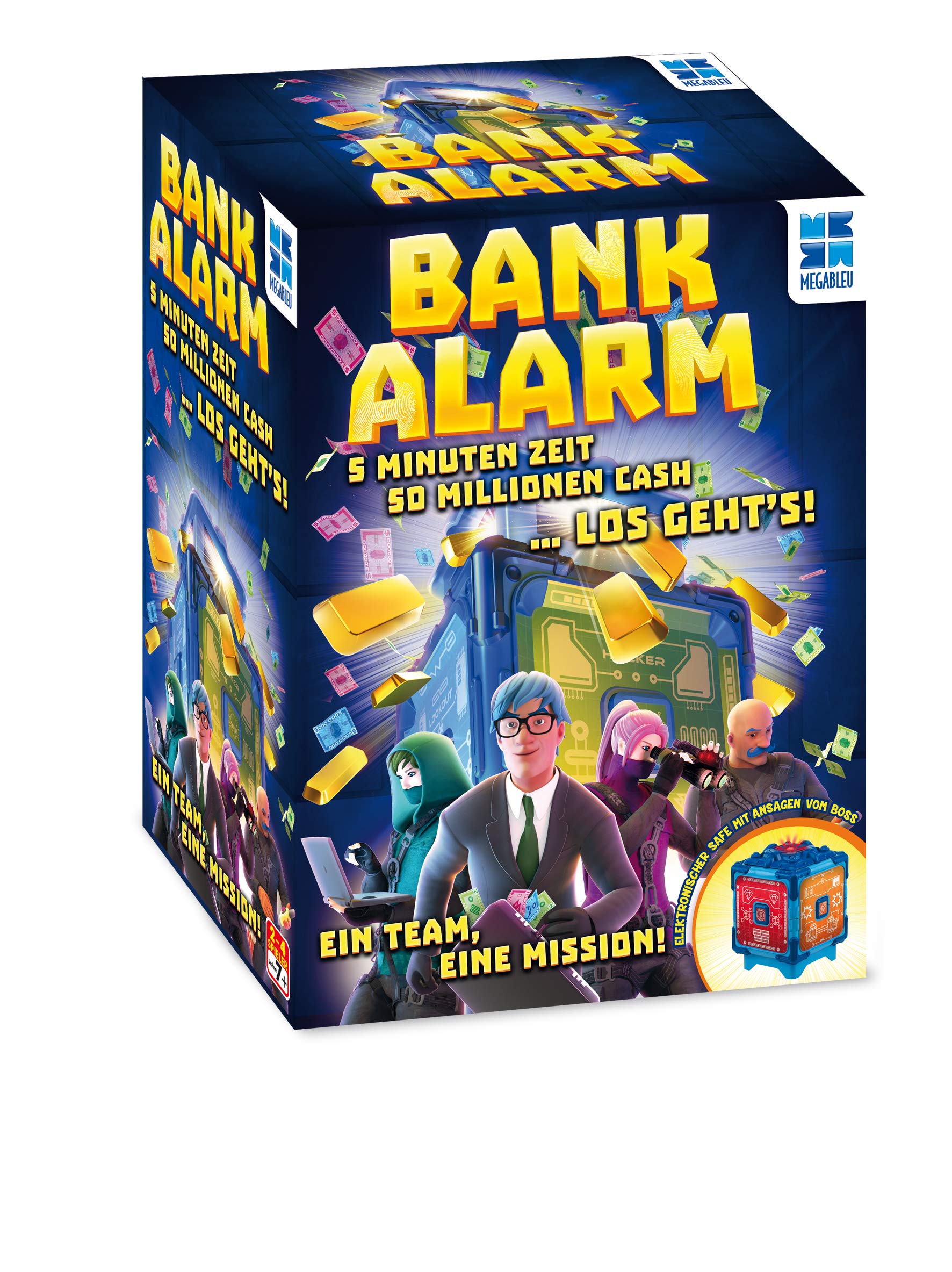 Megableu Bank Alarm Kooperatives Brettspiel Familienspiel Geschicklichkeitsspiel für die ganze Familie Gesellschaftsspiel ab 7 Jahren 2 – 4 Spieler