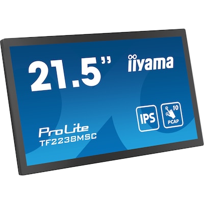 Iiyama TF2238MSC 54.5cm MTOUCH Display IPS 21.5 - 1920x1080- DP, HDMI, USB, PCAP - Flachbildschirm (TFT/LCD) - 54,5 cm - IPS - schwarz [Energieklasse D] (TF2238MSC-B1)