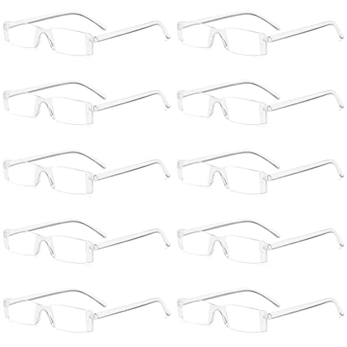 VEVESMUNDO Lesebrille Herren Damen Sehhilfe Transparente Gläser Brille 1.0 1.5 2.0 2.5 3.0 3.5 4.0 (10 Stück Transparente Gläser Brille, 2.5)