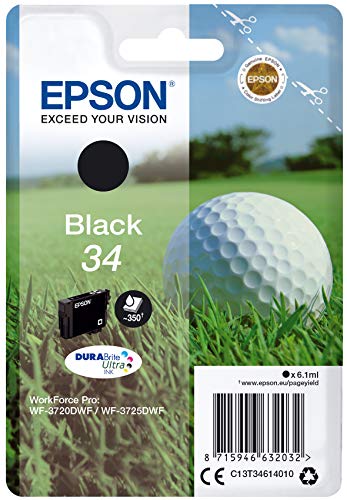 Epson 235M513 Original 34 Tinte Golfball (WF-3720DWF WF-3725DWF,AmazonDashReplenishment)schwarz