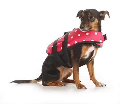 Seachoice 86360 Hundeschwimmweste - Verstellbare Schwimmweste für Hunde, mit Haltegriff, Rosa gepunktet, Größe XXS, bis 2,7 kg