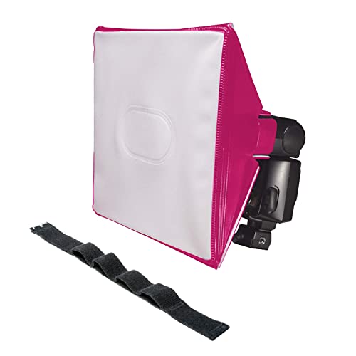 LumiQuest SoftBox III LQ-119S - Flash Diffuser & Light Softener, Universal Classic Design for External Camera Flashes with UltraStrap, Neon Pink