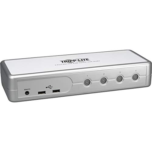 Tripp Lite 4-Port DVI/USB Desktop KVM Switch with Audio & Cables (B004-DUA4-K-R),Silver