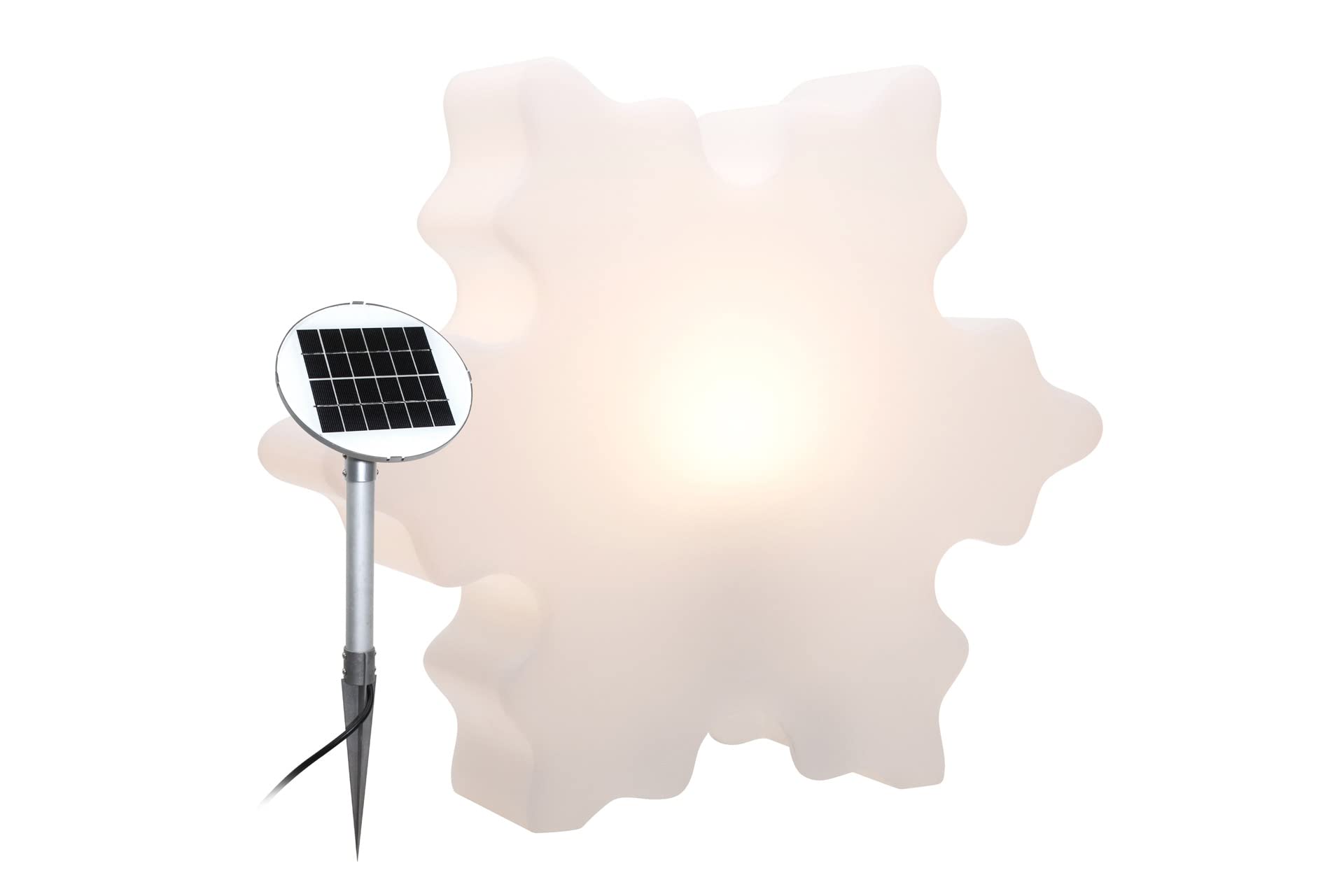 8 seasons design Shining Crystal Solar LED Schneeflocke (Ø 60 cm, weiß) inkl. Solarmodul und LED-Leuchtmittel in warmweiß, Tischlampe, Deko Winter beleuchtet, Stimmungslicht, für innen & außen